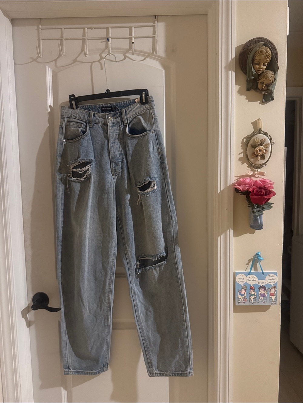 Light Blue Distressed Women's Jeans - Classic Relaxed Fit